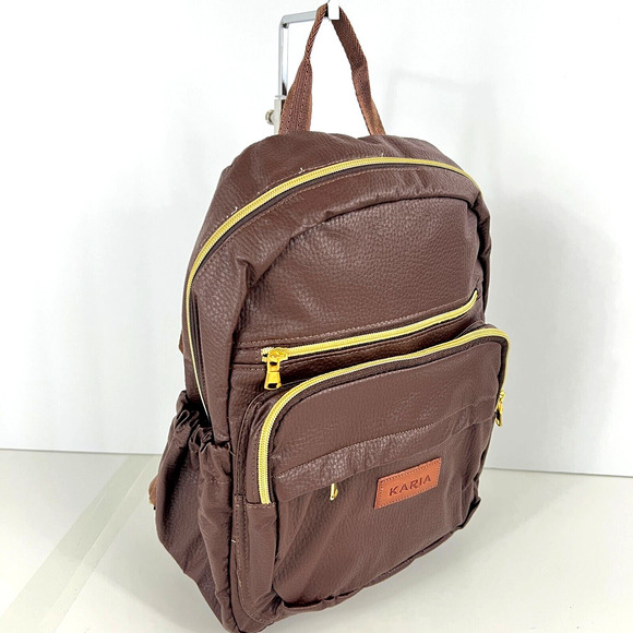 KARIA Women\'s Fashion Backpack Purse Brown Brand New High Quality Great Gift NEW main image 9